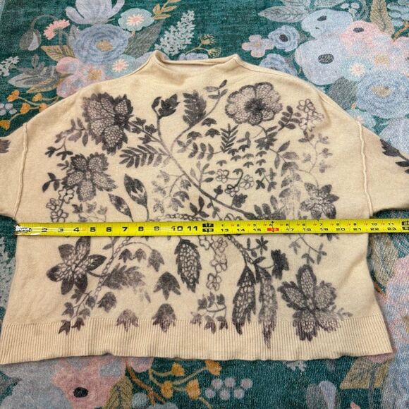 Anthropologie The Alani Cashmere Mock-neck Sweater Beige Floral Pilcro Small - Picture 16 of 16